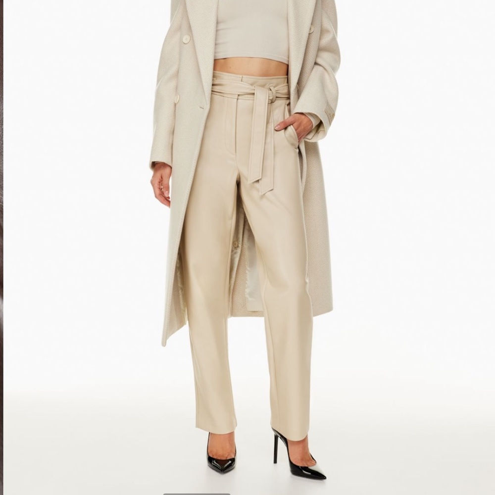 💫SALE Aritzia Babaton Vegan Leather Tie-Front Belted Pants - Picture 4 of 11